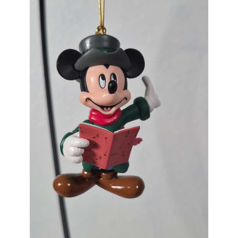 Disney Mickey Mouse Caroler Christmas Ornament Green Coat Red Scarf Holiday